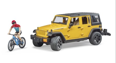 Bruder 2543 Jeep Wrangler Rubicon s bicyklom a cyklistom