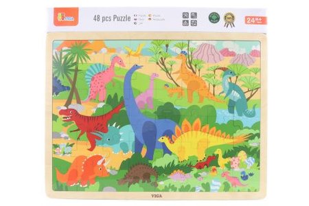 Viga dreven puzzle 48 dielikov - dinosaury