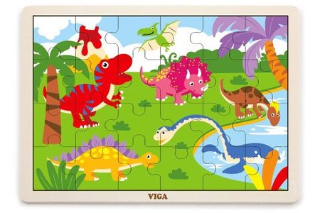 Viga dreven puzzle 16 dielikov Dinosaury