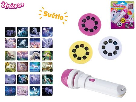 Unicorn projektorov svietidlo 11,5cm na batrie so svetlom 24 obrzkov na karte