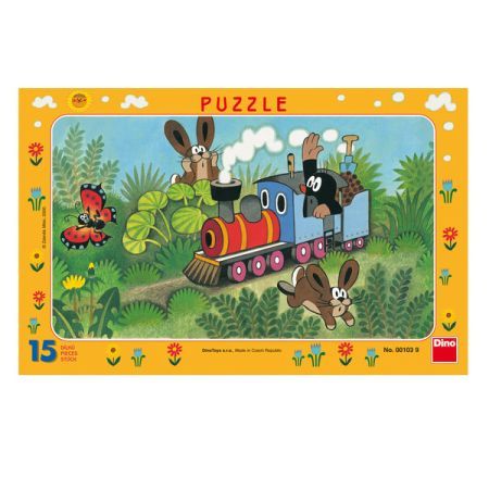Dino puzzle 15 dielikov doskov puzzle Krtko a lokomotva