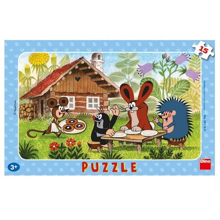 Dino puzzle 15 dílků deskové Krteček na návštěvě