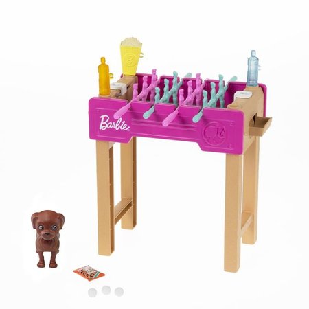 Barbie mini hracia súprava so stolným futbalom so zvieratkom GRG77