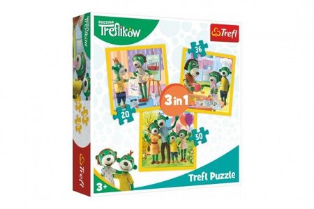 Trefl Puzzle 3v1 Rodina Treflíkovcov 20x19,5cm v krabici 28x28x6cm