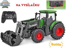 Kids Globe Farming R/C traktor zelen 27cm s nakladaom na batrie so svetlom