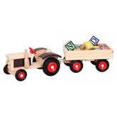 Bino Traktor s gumenmi kolesami a abecednm vlekom