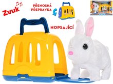 Plyov krlik 17 cm na batrie so zvukom, skkajci s prepravkou