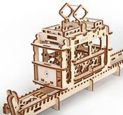 Ugears 3D drevené mechanické puzzle Kabínková lanovka s traťou