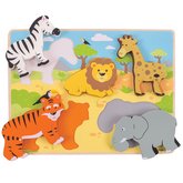 Bigjigs Toys Hrubé vkladacie puzzle safari